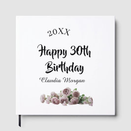 Happy 30th birthday pink white mauve floral name y gästebuch