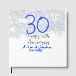 Happy 30th wedding anniversary silver blue glitter gästebuch