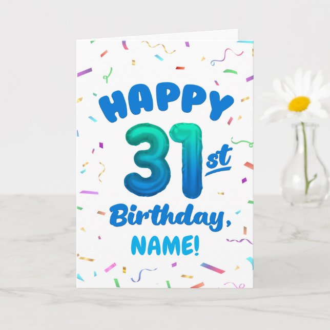 Happy 31st Birthday Card with Custom Name Karte (Kleine Pflanze)