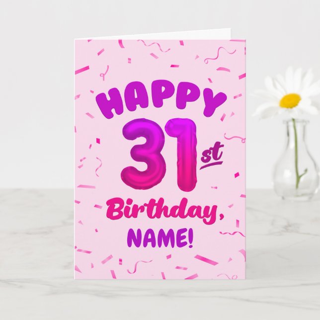 Happy 31st Birthday Card with Custom Name Karte (Kleine Pflanze)