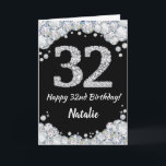 Happy 32. Geburtstagskarte Schwarz und Silber Glit Karte<br><div class="desc">Glückliche 32. Geburtstagskarte Black and Silver Glitzer Card mit personalisiertem Namen. Für weitere Anpassungen klicken Sie bitte auf die Schaltfläche "Anpassen" und verwenden Sie unser Designwerkzeug,  um diese Vorlage zu ändern.</div>