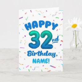 Happy 32nd Birthday Card with Custom Name Karte