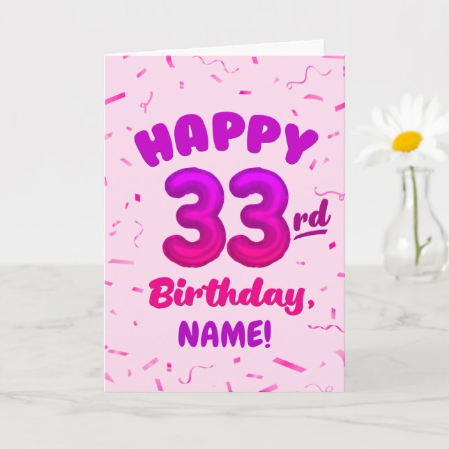 Happy 33rd Birthday Card with Custom Name Karte (Kleine Pflanze)