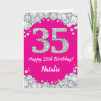 Happy 35. Geburtstag Hot Pink und Silver Glitzer