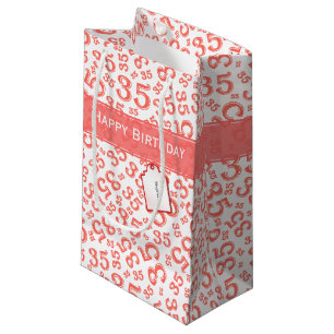 Happy 35. Geburtstag Nummer Muster Korallen/Weiß Kleine Geschenktüte