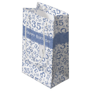 Happy 35. Geburtstag Zahlenmuster Blau/Weiß Kleine Geschenktüte