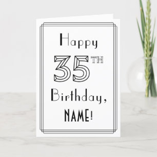 Happy 35th Birthday, Art Deco Style w/ Custom Name Karte