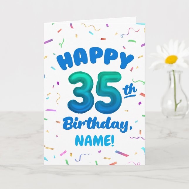 Happy 35th Birthday Card with Custom Name Karte (Kleine Pflanze)