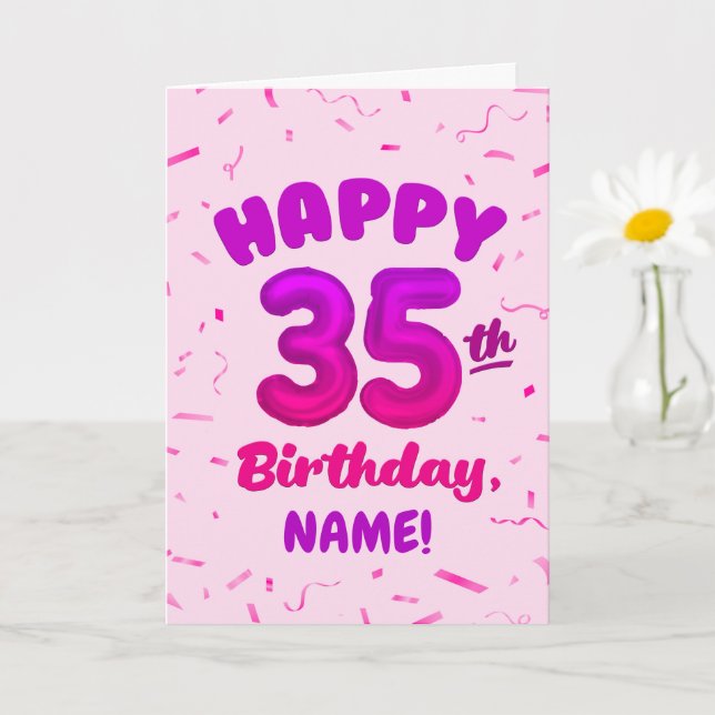 Happy 35th Birthday Card with Custom Name Karte (Kleine Pflanze)