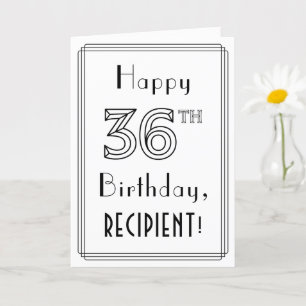 Happy 36th Birthday, Art Deco Style w/ Custom Name Karte