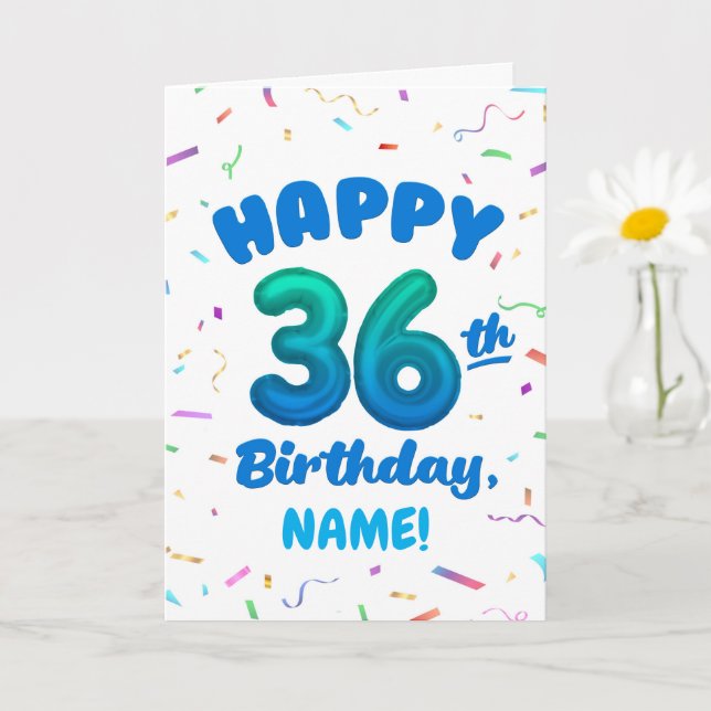 Happy 36th Birthday Card with Custom Name Karte (Kleine Pflanze)