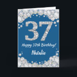 Happy 37. Geburtstag Blue and Silver Glitzer Card Karte<br><div class="desc">Happy 37. Geburtstag Blue and Silver Glitzer Card mit personalisiertem Namen. Für weitere Anpassungen klicken Sie bitte auf die Schaltfläche "Anpassen" und verwenden Sie unser Designwerkzeug,  um diese Vorlage zu ändern.</div>