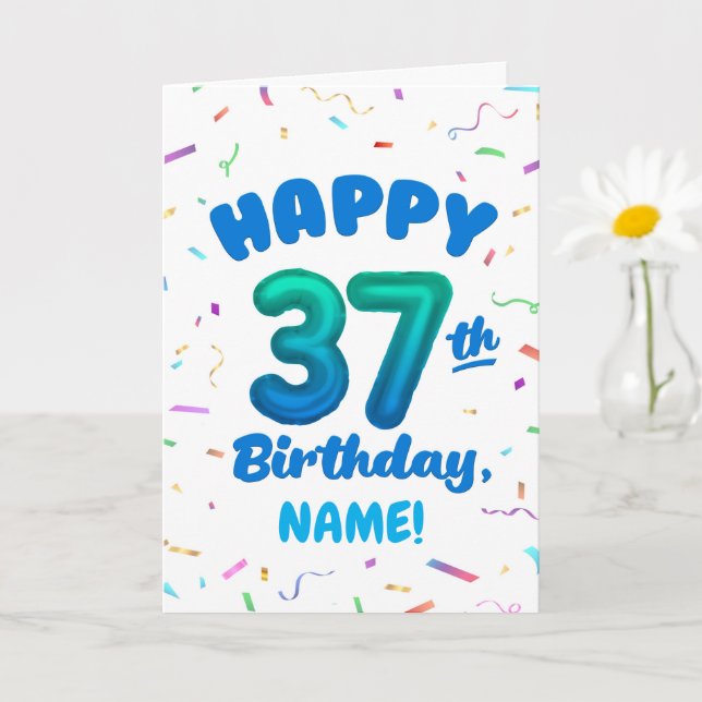 Happy 37th Birthday Card with Custom Name Karte (Kleine Pflanze)