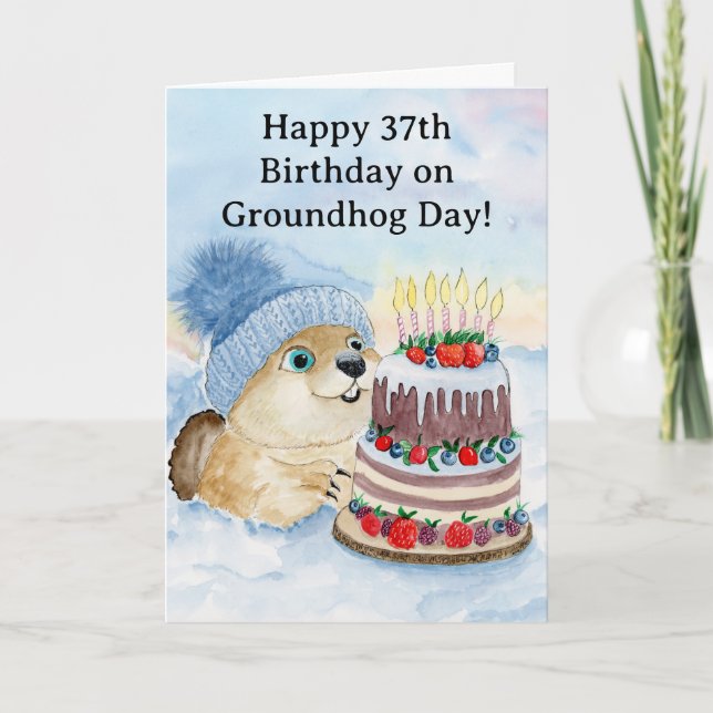  Happy 37th Groundhog Day Birthday  Karte (Vorderseite)