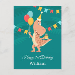 Happy 3. Geburtstag Cake Balloon Niedlich Dinosaur Postkarte