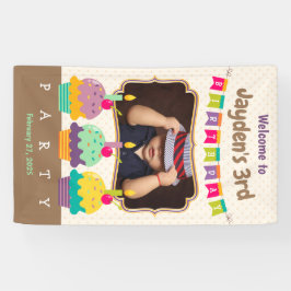 Happy 3. Geburtstag farbenfrohe Cupcakes Foto Banner