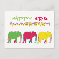 Happy 3. Jubiläum Elefanten Silhouette Neon