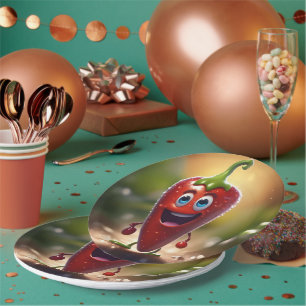 Happy 3D Animated Chili Bean, Pappteller