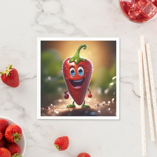 Happy 3D Animated Chili Bean, Serviette (Beispiel)