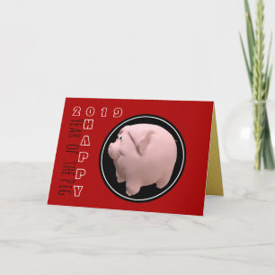 Happy 3D PIg Jahr Zodiac Geburtstag wählen Farbe G Karte
