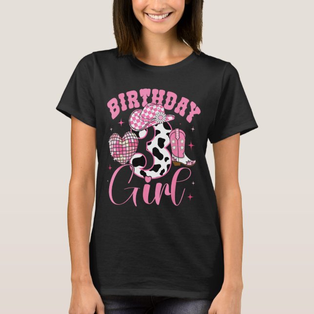 Happy 3rd Birthday Girl Outfit Rodeo Western Cowgi T-Shirt (Vorderseite)