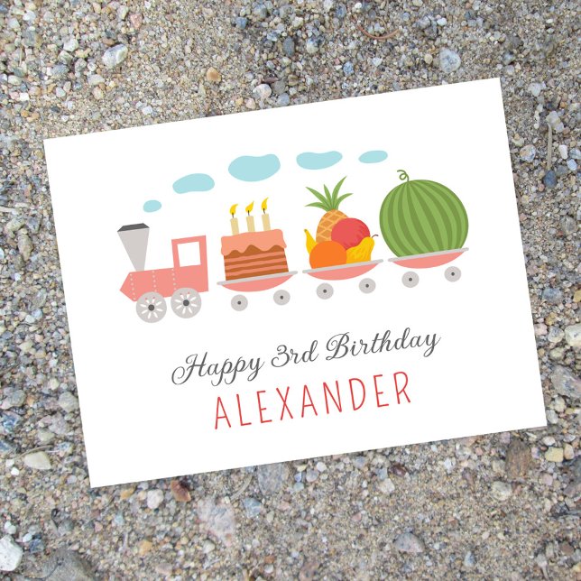 Happy 3rd Birthday Niedlich Toy Train Cake Candles Postkarte (Von Creator hochgeladen)