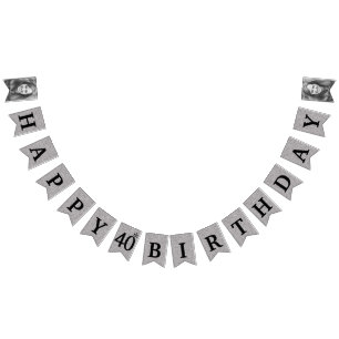 Happy 40. Geburtstag Foto Silber Glitter Wimpelkette