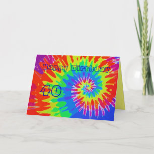 Happy 40. Geburtstag Groovy Krawatte-Dye Card Karte