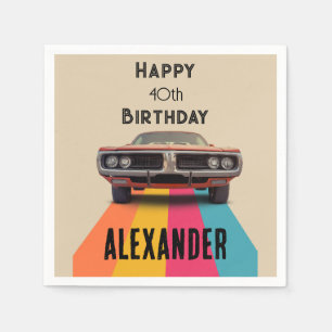 Happy 40. Geburtstag individualisierbares Vintages Serviette
