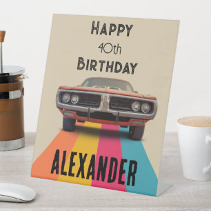 Happy 40. Geburtstag individualisierbares Vintages Sockelschild