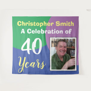 Happy 40. Geburtstagsfeier mit Foto Wandteppich