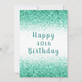 Happy 40. Green Glitzer Typografie Geburtstagskart Karte