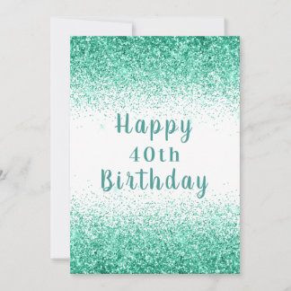 Happy 40. Green Glitzer Typografie Geburtstagskart Karte