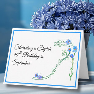 Happy 40. September Geburtstag Blue Aster Blume Karte