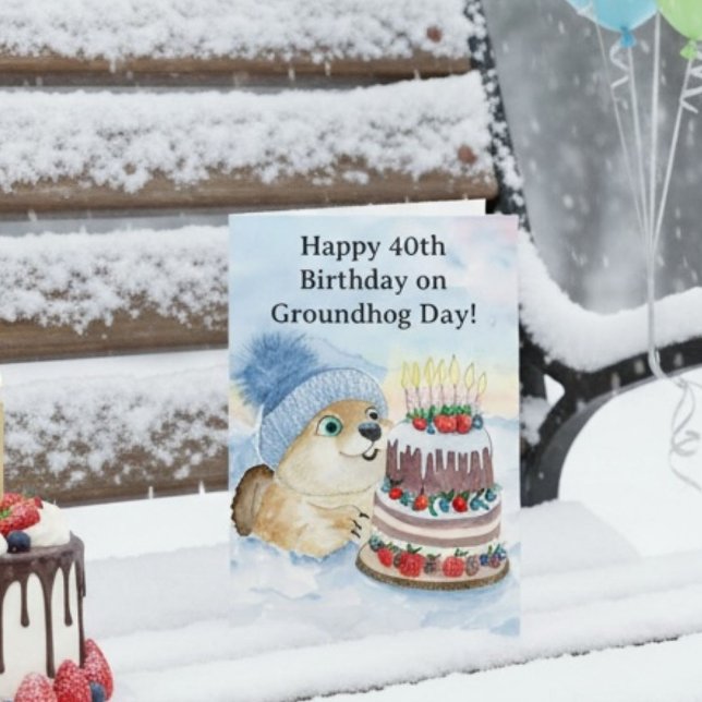  Happy 40th Groundhog Day Birthday  Karte (Von Creator hochgeladen)