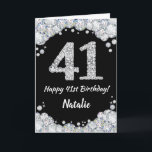 Happy 41. Geburtstagskarte Schwarz/Silber Glitzer  Karte<br><div class="desc">Glückliche 41. Geburtstagskarte Black and Silver Glitzer Card mit personalisiertem Namen. Für weitere Anpassungen klicken Sie bitte auf die Schaltfläche "Anpassen" und verwenden Sie unser Designwerkzeug,  um diese Vorlage zu ändern.</div>