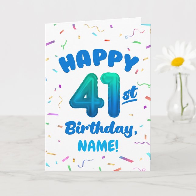 Happy 41st Birthday Card with Custom Name Karte (Kleine Pflanze)