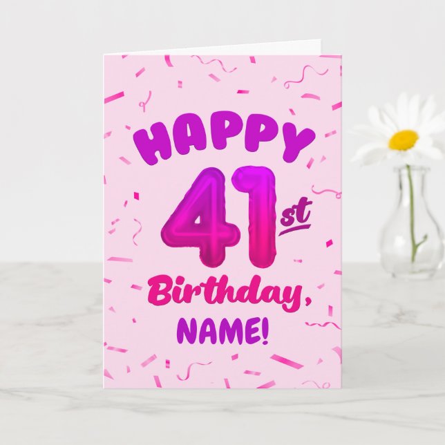 Happy 41st Birthday Card with Custom Name Karte (Kleine Pflanze)
