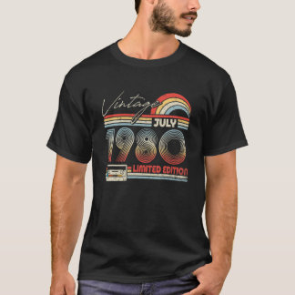 Happy 41St Birthday Vintage July 1980 41 Years Old T-Shirt