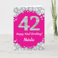 Happy 42. Geburtstag Hot Pink und Silver Glitzer