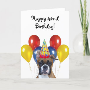Happy 42nd Birthday Boxer Dog Greeting card Karte
