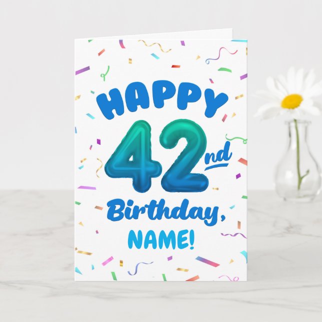 Happy 42nd Birthday Card with Custom Name Karte (Kleine Pflanze)