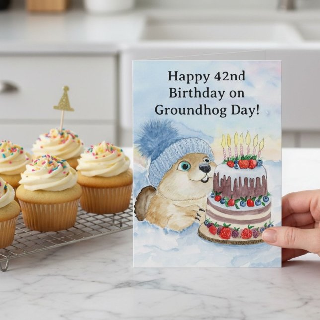  Happy 42nd Groundhog Day Birthday  Karte (Von Creator hochgeladen)