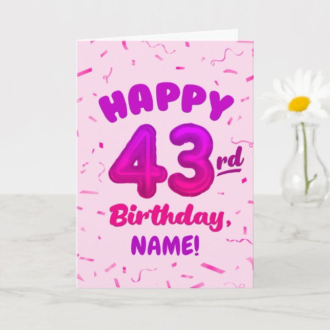 Happy 43rd Birthday Card with Custom Name Karte (Kleine Pflanze)