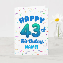 Happy 43rd Birthday Card with Custom Name Karte