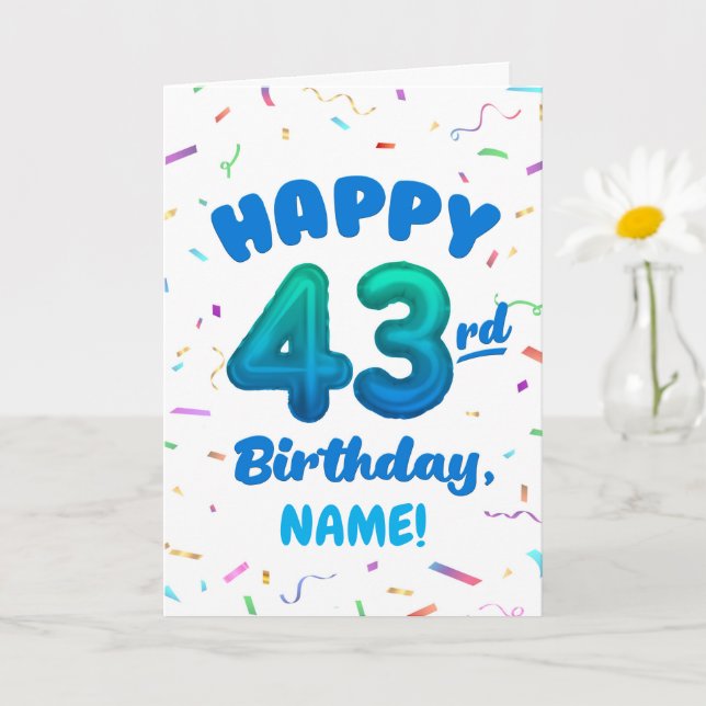 Happy 43rd Birthday Card with Custom Name Karte (Kleine Pflanze)