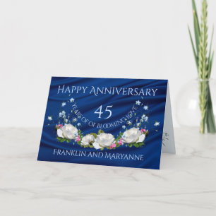 Happy 45-jähriges Jubiläum White Roses Sapphire Karte