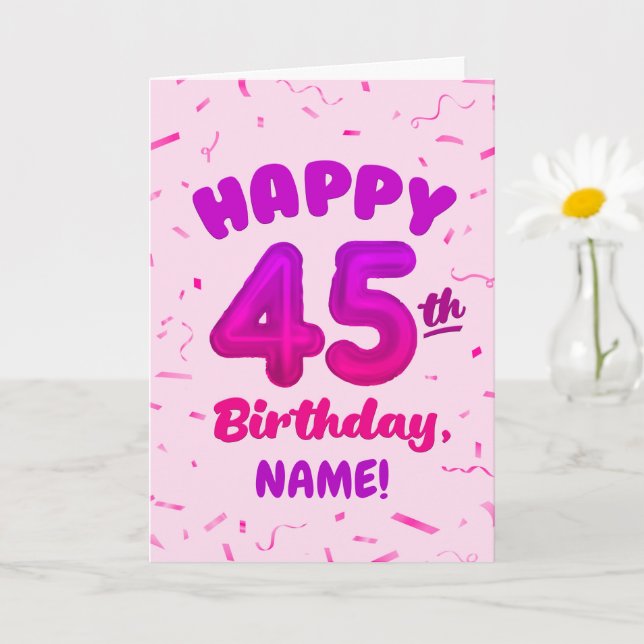 Happy 45th Birthday Card with Custom Name Karte (Kleine Pflanze)