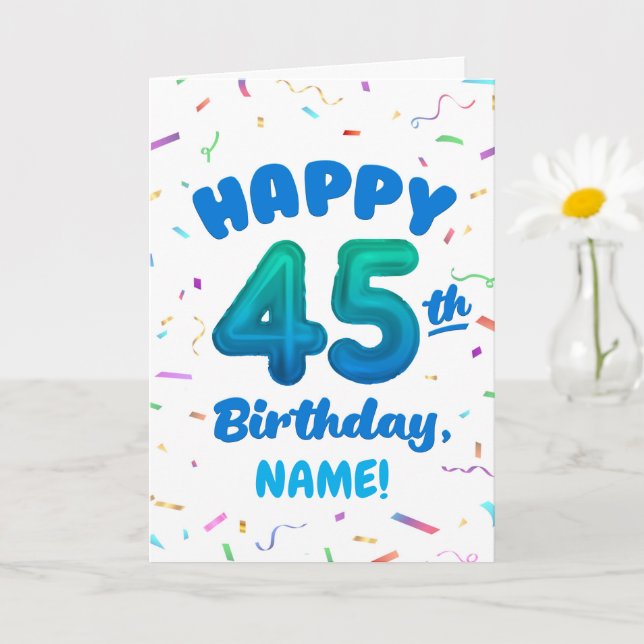 Happy 45th Birthday Card with Custom Name Karte (Kleine Pflanze)