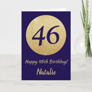 Happy 46. Geburtstag Navy Blue und Gold Glitzer Karte
